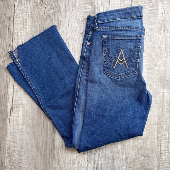 7 For All Mankind Raw Hem Jeans WMN 29 Blue Medium Wash “A” Mid Rise Pant - Picture 4 of 11